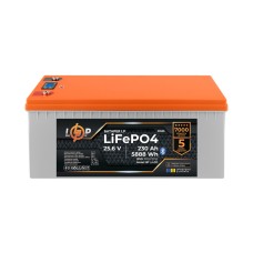 Акумулятор LP LiFePO4 25,6V - 230 Ah (5888Wh) (BMS 200A/100А) пластик LCD Smart BT