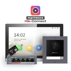 Комплект IP відеодомофонії (врізна панель) Hikvision DS-KD8003-IME1(B)+DS-KH6350-TE1+HS-TF