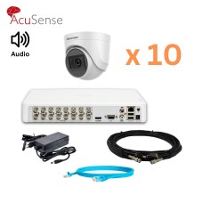 Hikvision 2Mp-THD-IN-Acusense-DS-2CE76D0T-ITPFS 10 камер Комплект відеоспостереження