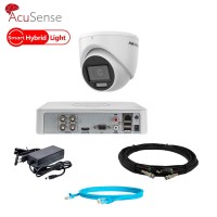 Комплект відеонагляду на 1 купольну камеру Hikvision 2Mp-THD-Hybrid-Acusense-DS-2CE76D0T-EXLMF