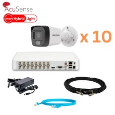 Комплект відеонагляду на 10 камер Hikvision 2Mp-THD-Hybrid-Acusense-DS-2CE16D0T-EXLF