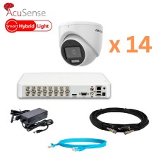 Комплект відеонагляду на 14 купольних камер Hikvision 2Mp-THD-Hybrid-Acusense-DS-2CE76D0T-EXLMF