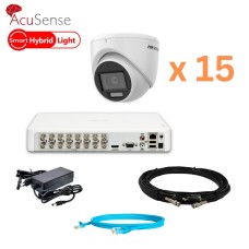 Комплект відеонагляду на 15 купольних камер Hikvision 2Mp-THD-Hybrid-Acusense-DS-2CE76D0T-EXLMF