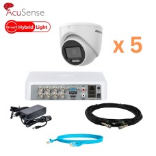 Комплект відеонагляду на 5 купольних камер Hikvision 2Mp-THD-Hybrid-Acusense-DS-2CE76D0T-EXLMF