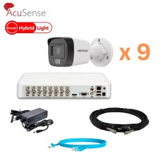 Комплект відеонагляду на 9 камер Hikvision 2Mp-THD-Hybrid-Acusense-DS-2CE16D0T-EXLF