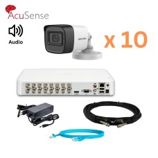 Hikvision 2Mp-THD-OUT-Acusense-DS-2CE16D0T-ITFS 10 камер Комплект відеоспостереження