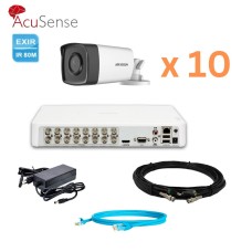 Hikvision 2Mp-THD-OUT-Acusense-DS-2CE17D0T-IT5F 10 камер Комплект відеоспостереження