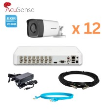 Hikvision 2Mp-THD-OUT-Acusense-DS-2CE17D0T-IT5F 12 камер Комплект відеоспостереження