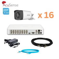 Hikvision 2Mp-THD-OUT-Acusense-DS-2CE17D0T-IT5F 16 камер Комплект відеоспостереження