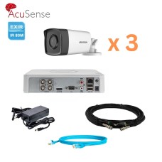 Hikvision 2Mp-THD-OUT-Acusense-DS-2CE17D0T-IT5F 3 камери Комплект відеоспостереження