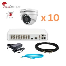 Hikvision 2Mp-THD-OUT-Acusense-DS-2CE56D0T-IRMF 10 камер Комплект відеоспостереження