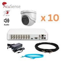 Hikvision 4Mp-THD-OUT-Acusense-DS-2CE76H0T-ITMFS 10 камер Комплект відеоспостереження