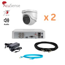 Комплект відеоспостереження на 2 камери зі звуком Hikvision 5Mp-THD-OUT-Acusense-DS-2CE76H0T-ITMFS