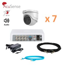 Комплект відеоспостереження на 7 камер зі звуком Hikvision 5Mp-THD-OUT-Acusense-DS-2CE76H0T-ITMFS