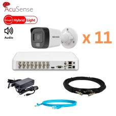 Комплект відеонагляду на 11 вуличних камер зі звуком Hikvision 4Mp-THD-Hybrid-Acusense-DS-2CE16K0T-LFS