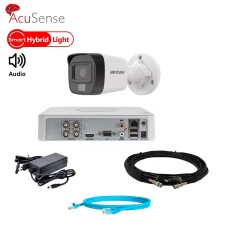 Комплект відеонагляду на 1 камеру зі звуком Hikvision 5Mp-THD-Hybrid-Acusense-DS-2CE16K0T-LFS