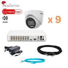 Комплект відеонагляду на 9 камер Hikvision 2Mp-THD-Hybrid-Acusense-DS-2CE76D0T-LPFS