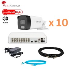 Комплект відеонагляду на 10 камер Hikvision 4Mp-THD-Hybrid-Acusense-DS-2CE17K0T-LFS з гібридною підсвіткою 40м