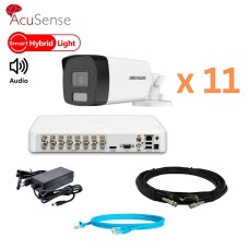 Комплект відеонагляду на 11 камер Hikvision 4Mp-THD-Hybrid-Acusense-DS-2CE17K0T-LFS з гібридною підсвіткою 40м