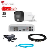Комплект відеонагляду на 1 камеру Hikvision 4Mp-THD-Hybrid-Acusense-DS-2CE17K0T-LFS з гібридною підсвіткою 40м