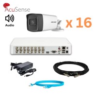 Комплект відеоспостереження на 16 вуличних камер зі звуком Hikvision 5Mp-THD-OUT-Acusense-DS-2CE17H0T-IT3FS