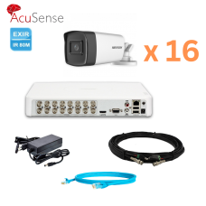 Hikvision 4Mp-THD-OUT-Acusense-DS-2CE17H0T-IT5F 16 камер Комплект відеоспостереження