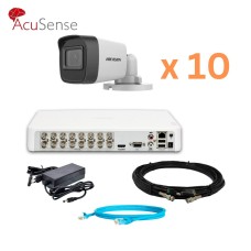 Hikvision 4Mp-THD-OUT-Acusense-DS-2CE16H0T-ITF 10 камер Комплект відеоспостереження