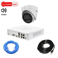 Комплект ІP відеонагляду на 1 купольну камеру зі звуком Hikvision 4Mp-IP-DS-2CD1343G2-LIUF-Hybridlight для вулиці