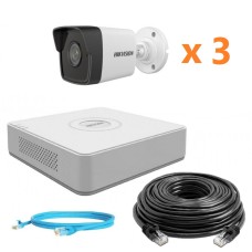 Hikvision 4Mp-IP-OUT-DOOR-AUDIO-3Cam Комплект відеоспостереження