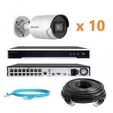 Hikvision 6Mp-IP-OUT-DOOR-ANALYTIC-10Cam Комплект відеоспостереження