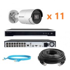 Hikvision 6Mp-IP-OUT-DOOR-ANALYTIC-11Cam Комплект відеоспостереження