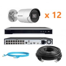 Hikvision 6Mp-IP-OUT-DOOR-ANALYTIC-12Cam Комплект відеоспостереження