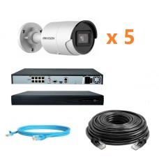 Hikvision 8Mp-IP-OUT-DOOR-ANALYTIC-5Cam Комплект відеоспостереження