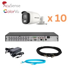 Комплект відеонагляду на 10 камер ColorVu Hikvision 5Mp-THD-OUT-Acusense-DS-2CE10HFT-F