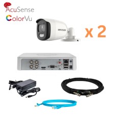 Комплект відеонагляду на 2 камери ColorVu Hikvision 5Mp-THD-OUT-Acusense-DS-2CE10HFT-F