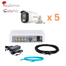 Комплект відеонагляду на 5 камер ColorVu Hikvision 5Mp-THD-OUT-Acusense-DS-2CE10HFT-F