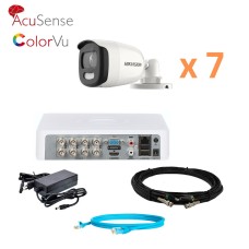 Комплект відеонагляду на 7 камер ColorVu Hikvision 5Mp-THD-OUT-Acusense-DS-2CE10HFT-F