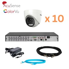 Комплект відеонагляду на 10 купольних камер Hikvision 5Mp-THD-OUT-Acusense-DS-2CE72HFT-F28