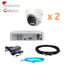 Комплект відеонагляду на 2 купольні камери Hikvision 5Mp-THD-OUT-Acusense-DS-2CE72HFT-F28