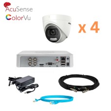 Комплект відеонагляду на 4 купольні камери Hikvision 5Mp-THD-OUT-Acusense-DS-2CE72HFT-F28