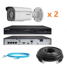 Hikvision 8Mp-IP-OUT-DOOR-ANALYTIC-ColorVu-2Cam Комплект відеоспостереження