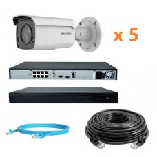 Hikvision 8Mp-IP-OUT-DOOR-ANALYTIC-ColorVu-5Cam Комплект відеоспостереження