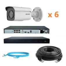 Hikvision 8Mp-IP-OUT-DOOR-ANALYTIC-ColorVu-6Cam Комплект відеоспостереження