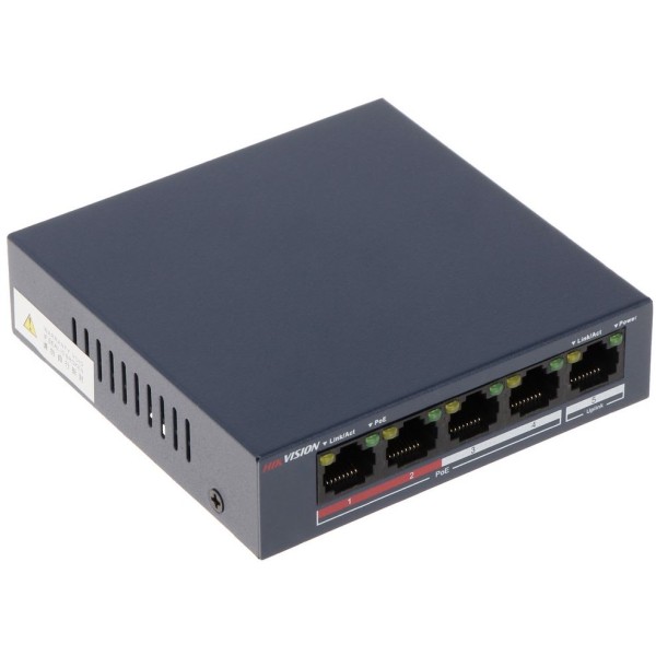 Некерований 4-портовий POE комутатор Hikvision DS-3E0105P-E
