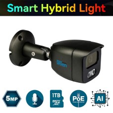 IP-відеокамера 5 Мп SEVEN IP-7225PA-DL black 2,8 мм з розумним подвійним підсвічуванням