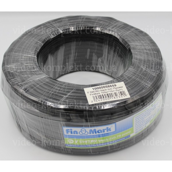 Коаксиальный кабель FinMark F5967BV-2x0.75 Power 1m Черный